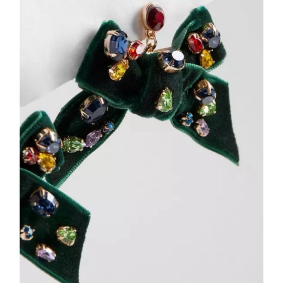 🆕🎄Green Holiday Bow Rhinestone Earring NWT Torrid New! Christmas - Picture 3 of 3
